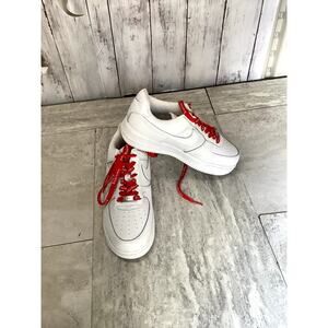 Nike Supreme Air Force 1 Low White Red Laces Sneakers Size 7